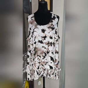 LOGO by Lori Goldstein Layers Tank With Ruffles At Bottom